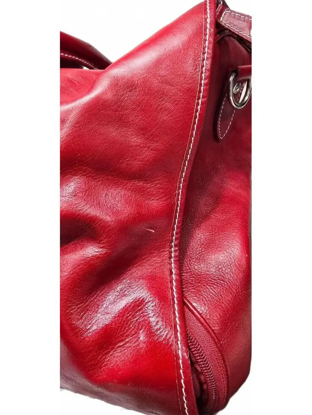 Floto Italian Leather Red Travel Duffel Bag